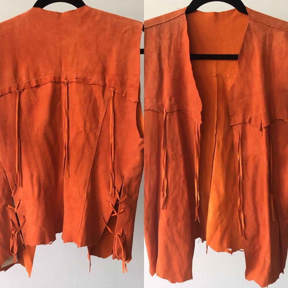 *NWT* engine leather vest in Hermes orange!